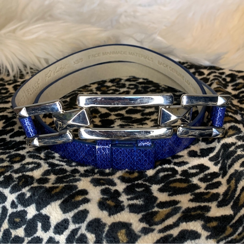 White House Black Market Blue Snakeskin Waist Belt